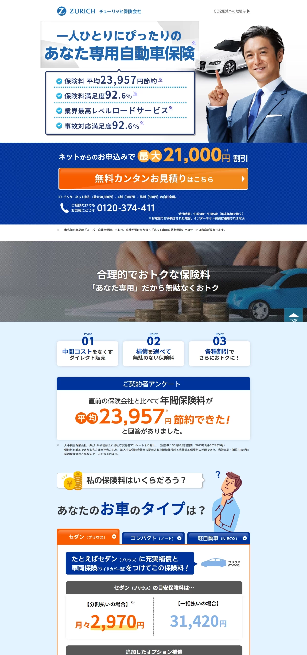 ランディングページサムネイル　チューリッヒのスーパー自動車保険