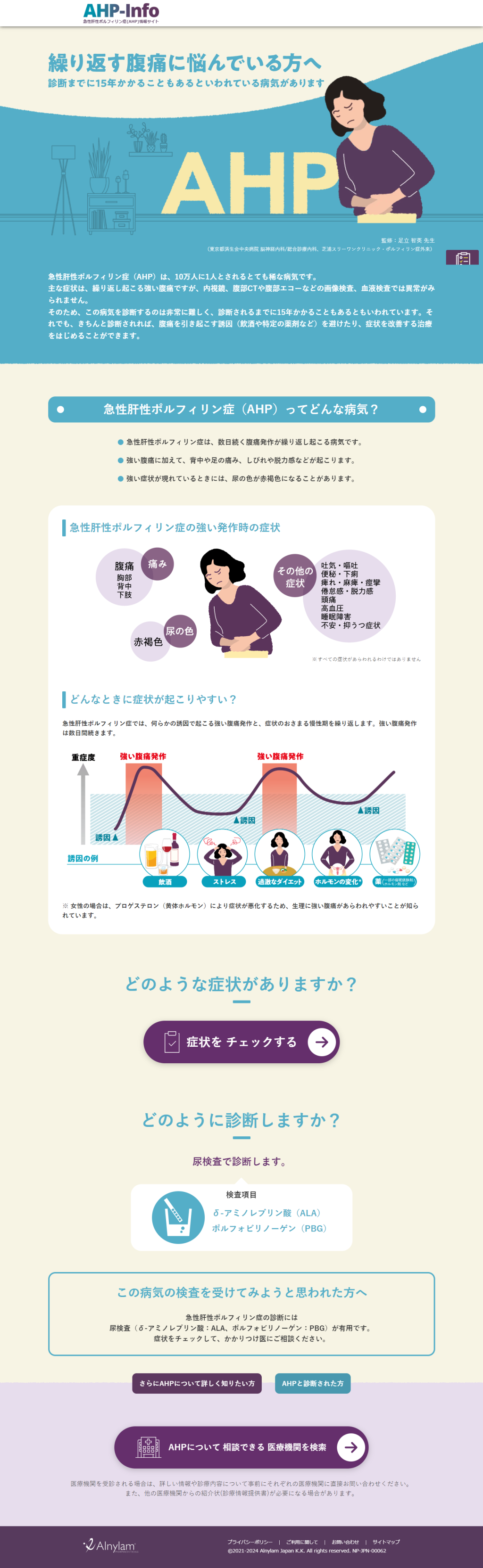 ランディングページ画像　繰り返す腹痛に悩んでいる方へ | AHP-Info