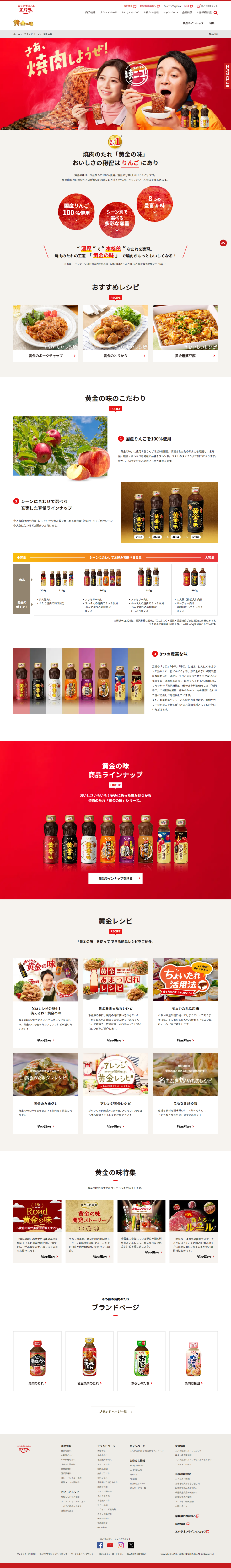 ランディングページ画像　焼肉のたれの王道「黄金の味」ブランド紹介