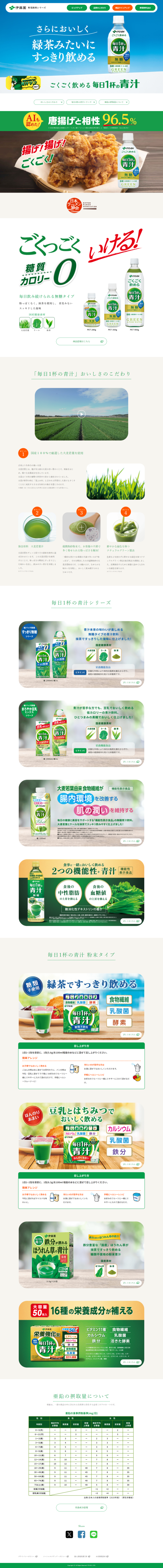 ランディングページ画像　ごくごく飲める! 毎日1杯の青汁｜伊藤園の野菜飲料シリーズ｜伊藤園