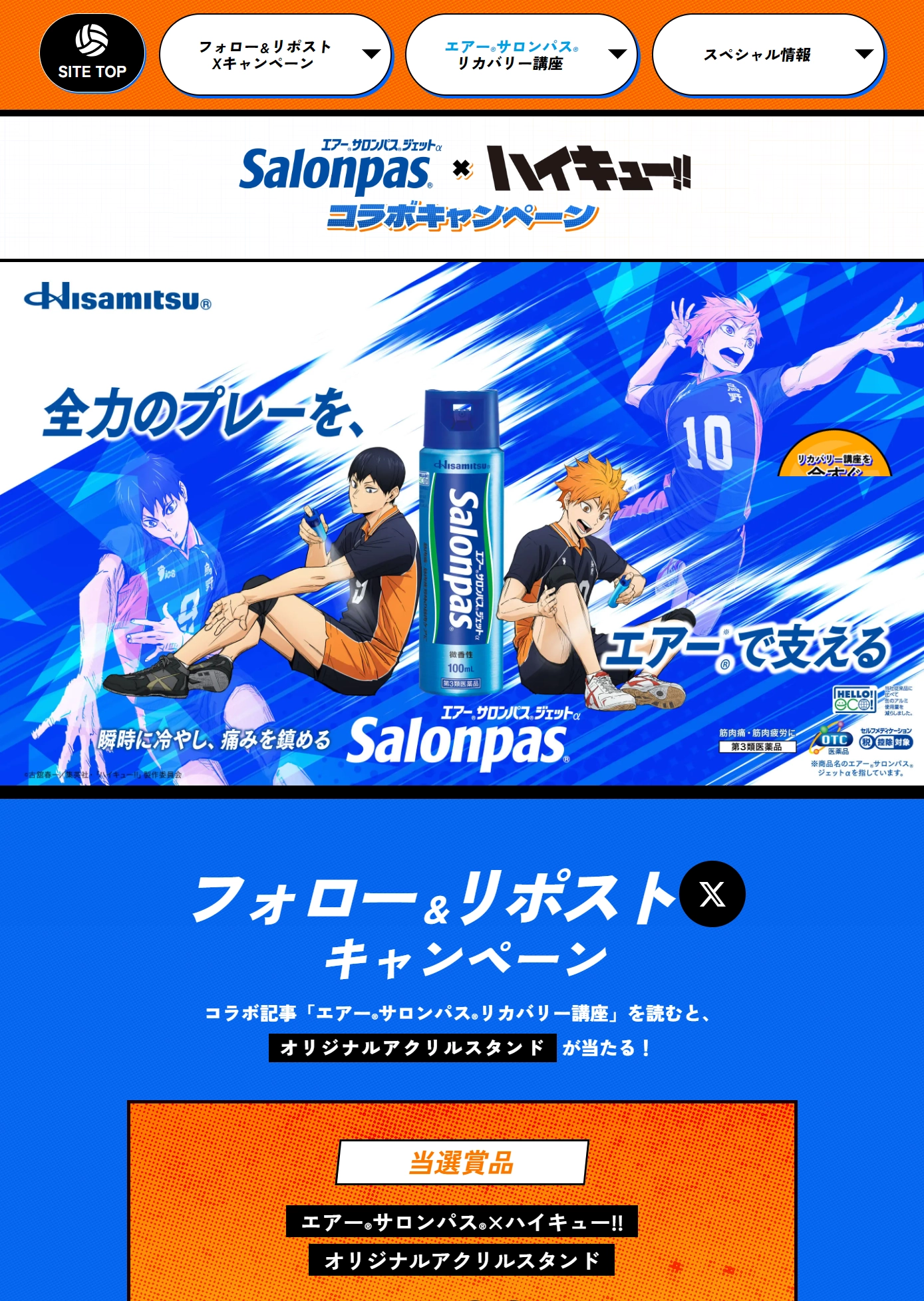 ランディングページサムネイル　エアー®サロンパス®×ハイキュー!!コラボキャンペーン