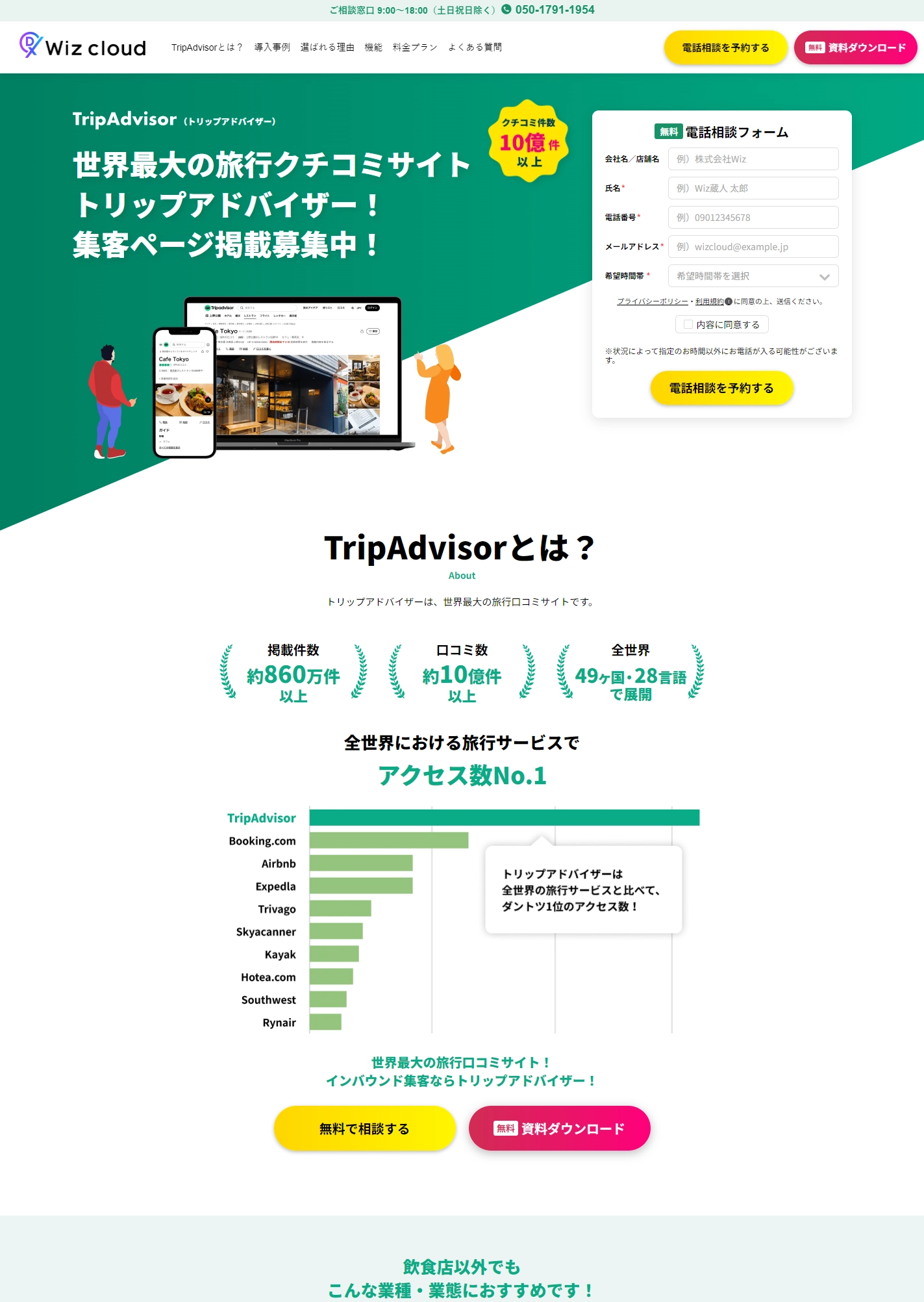ランディングページサムネイル　トリップアドバイザー｜インバウンド集客をするなら！ | Wizcloud（ワイズクラウド）