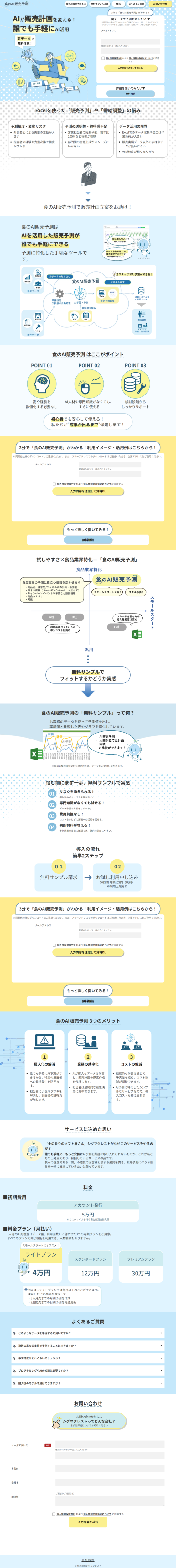 ランディングページ画像　食のAI販売予測
