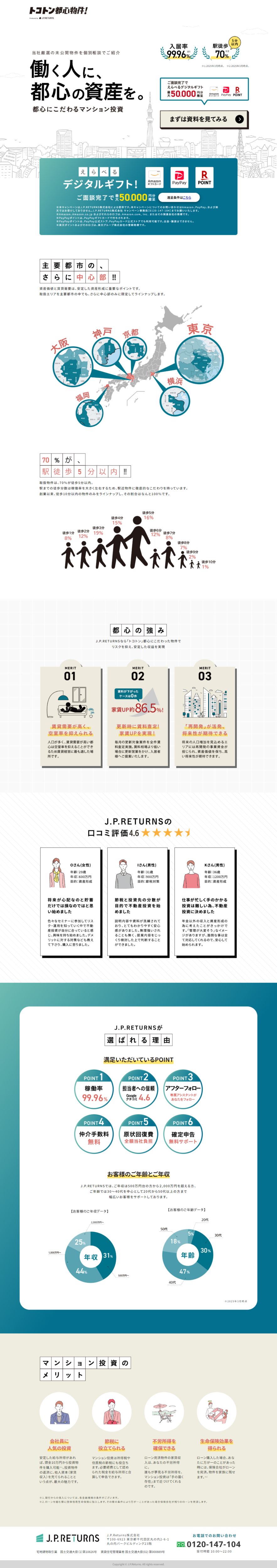 ランディングページ画像　都心にこだわるマンション投資｜J.P.RETURNS