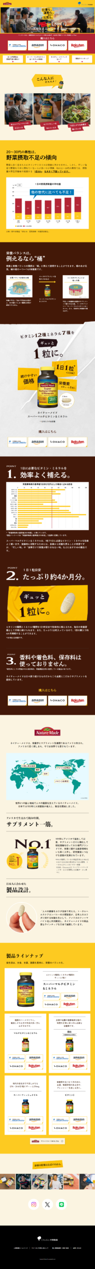 ランディングページ画像　ネイチャーメイド スーパーマルチビタミン&ミネラル | 大塚製薬​