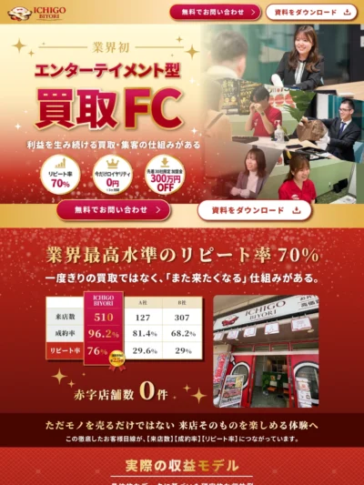 業界初エンターテイメント型 買取FC｜ICHIGO BIYORI 加盟店募集