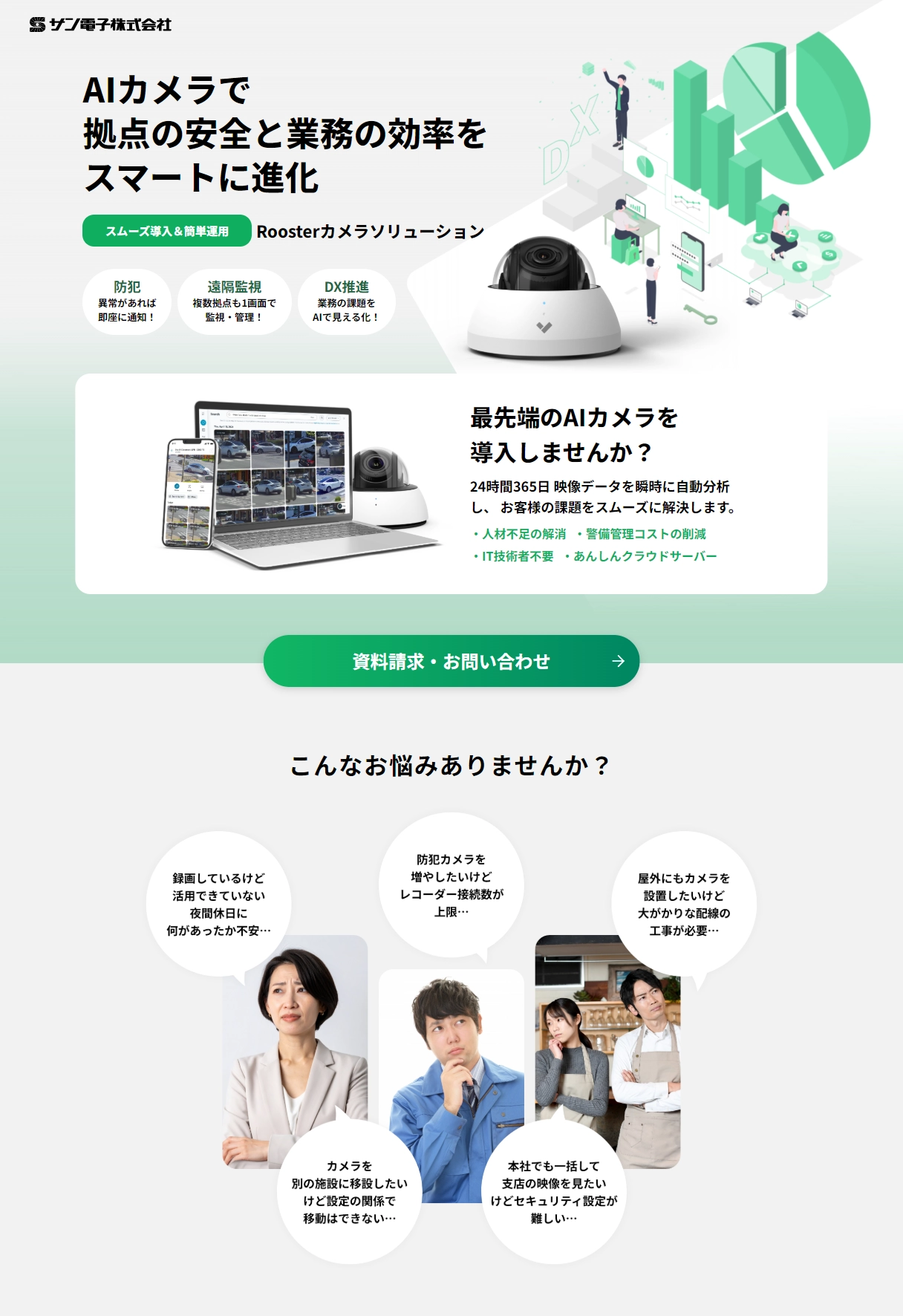 ランディングページサムネイル　Roosterカメラソリューション|サン電子