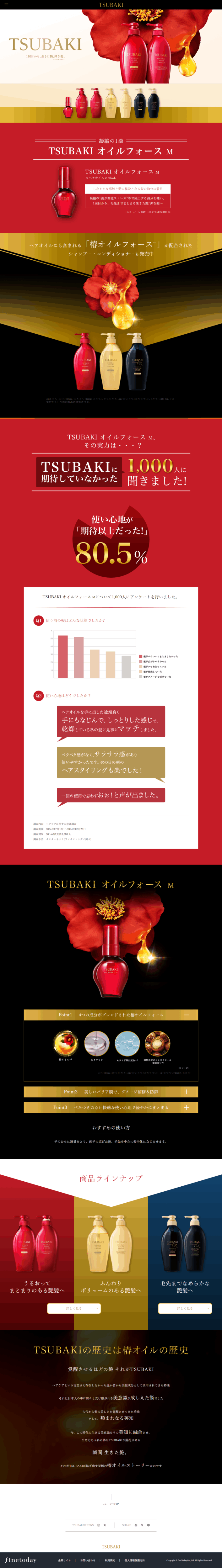 ランディングページ画像　凝縮の1滴、TSUBAKI 　オイルフォース　M ｜TSUBAKI