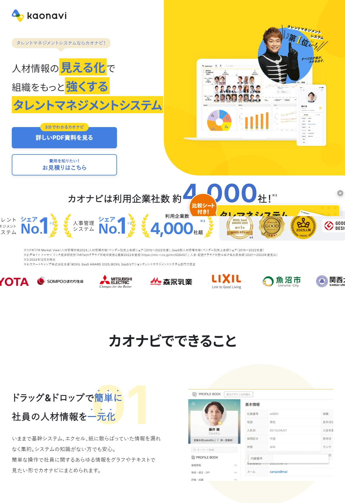 ランディングページサムネイル　タレントマネジメントならカオナビ|社員の個性・才能を発掘し戦略人事を加速させる