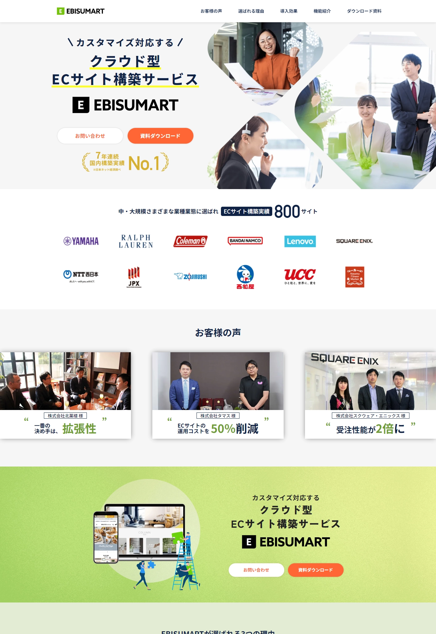 ランディングページサムネイル　あなたの抱えるEC課題とおさらば理想のECサイトで売上UPを実現 ECサイト構築ツール｜「EBISUMART(エビスマート)」【ECサイトリニューアル】